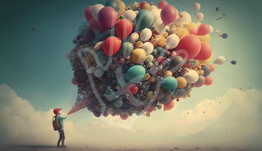 A dreamlike symphony of colorful balloons 